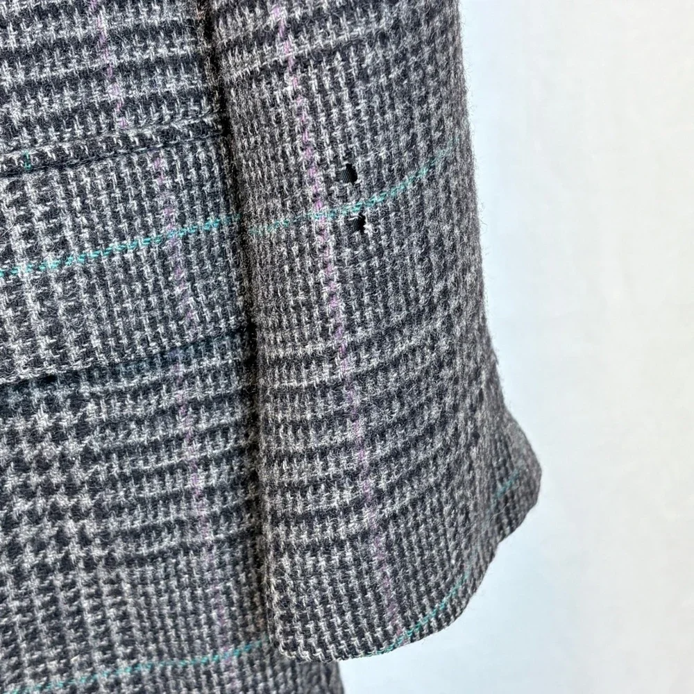 Vtg Polo University Club Ralph Lauren Wool Houndstooth Plaid Blazer Grey 42 USA